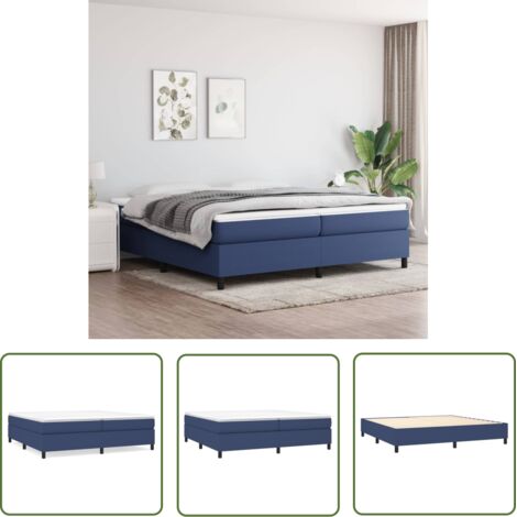 Lit à sommier tapissier avec matelas, Lit adulte pour 2 personnes Assemblage Facile, Bleu 200x200 cm Tissu OIB7554E (1/5)