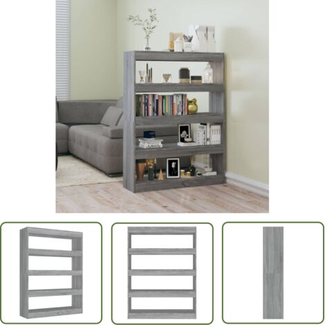 Étagère de Rangement Bibliothèque, Séparateur de pièce, Montage facile, Sonoma gris 100x30x135 cm OIB7440E (1/5)
