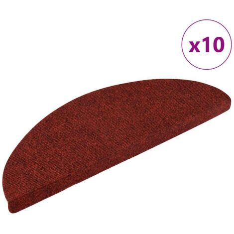 Lot de 10 Tapis d'escalier autoadhésifs - Tapis de marche pour Enfants, Aînés et Animaux Rouge 56x17x3cm Aiguilleté BV317715 - BonneVie (1/5)