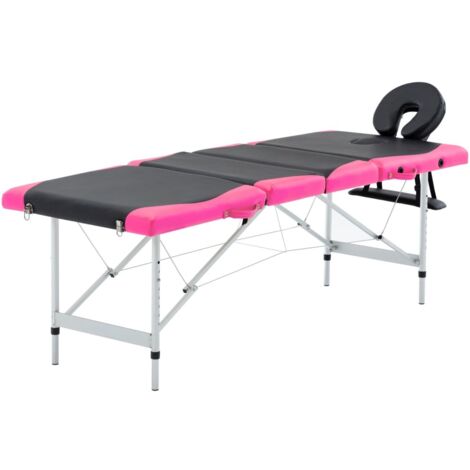 Table de massage pliable 4 zones - Table de relaxation Aluminium Noir et rose BV160453 - BonneVie (1/5)