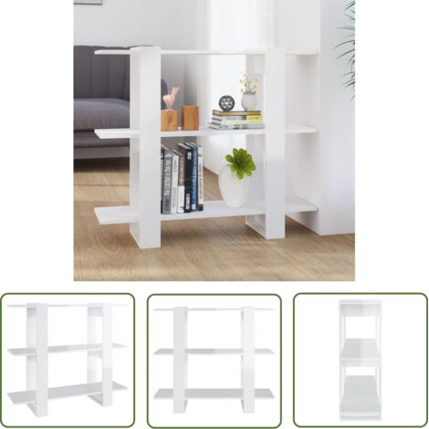 Étagère de Rangement Bibliothèque, Séparateur de pièce, Montage facile, Blanc brillant 100x30x87 cm OIB5226E (1/5)