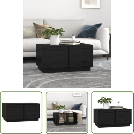Table basse de salon, Table Café, Noir 80x50x40 cm Bois massif de pin OIB7257E (1/5)