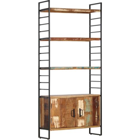 Étagère de Rangement Bibliothèque 4 niveaux, Montage facile, 80x30x180 cm Bois solide de récupération OIB1900E (1/5)