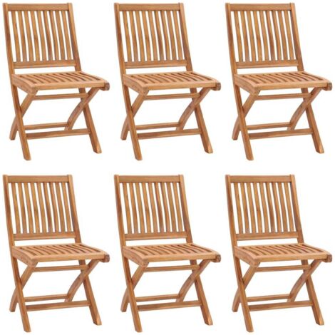 Lot de 6 Chaises de jardin et de camping pliables, Chaises de relaxation, avec coussins Bois de teck OIB2828E (1/5)