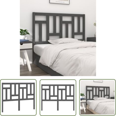 The Living Store Tête de lit Gris 125,5x4x100 cm Bois massif de pin - Tête De Lit - Tête De Lit Bois - Tête De Lit Grise - Meuble Chambre - Décoration Chambre (1/5)