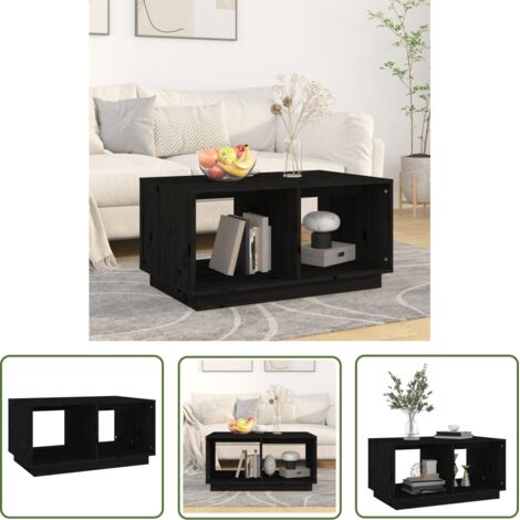 Table basse de salon, Table Café, Noir 80x50x40 cm Bois massif de pin OIB3171E (1/5)