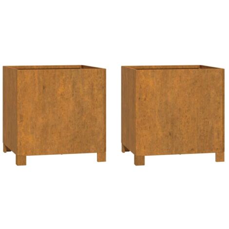 Jardinières avec pieds 2 pcs, Pots de Fleurs d'extérieur, Gris 42x40x43 cm Acier corten OIB7274E (1/5)
