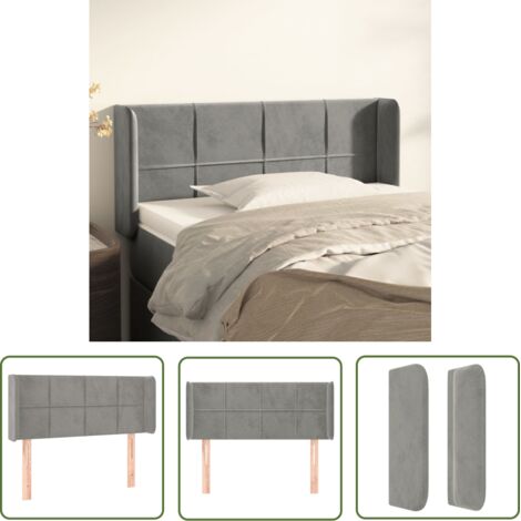 Tête de lit avec oreilles, Résistante et économique, Panneau de lit, Gris clair 83x16x78/88 cm Velours OIB3199E (1/5)