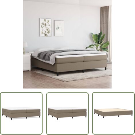 Lit à sommier tapissier avec matelas, Lit adulte pour 2 personnes Assemblage Facile, Taupe 200x200 cm Tissu OIB5962E (1/5)