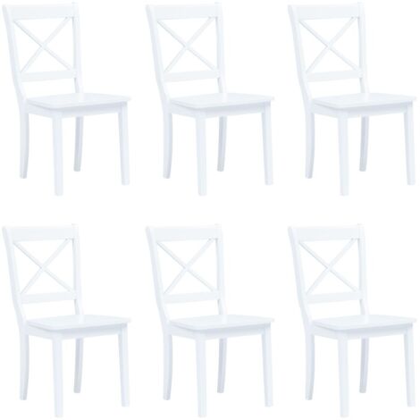 Lot de 6 Chaises de salle à manger - Chaises à dîner Blanc Bois d'hévéa massif BV791116 - BonneVie (1/5)