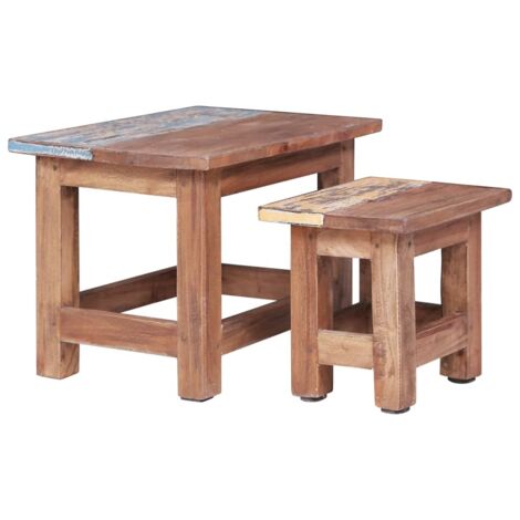 Lot de 2 Tables basses gigognes - Tables de salon Tables Café Bois de récupération massif BV967259 - BonneVie (1/5)