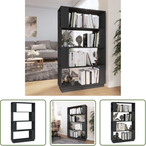 Étagère de Rangement Bibliothèque, Séparateur de pièce, Montage facile, Gris 80x25x132 cm Pin solide OIB4325E (1/5)