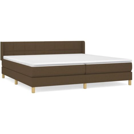 Lit à sommier tapissier avec matelas, Lit adulte pour 2 personnes Assemblage Facile, Marron foncé 200x200 cm OIB3612E (1/5)