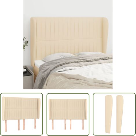 The Living Store Tête de lit avec oreilles Crème 147x23x118/128 cm Tissu - Tête De Lit - Têtière De Lit - Literie - Meuble De Chambre - Décoration Chambre (1/5)