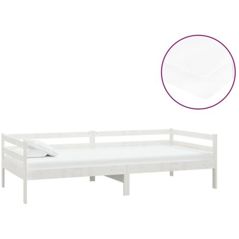 Lit adulte pour 1 personnes, Structure de lit, Assemblage Facile, Lit de repos avec matelas 90x200 cm Blanc Bois de pin massif OIB5448E (1/5)