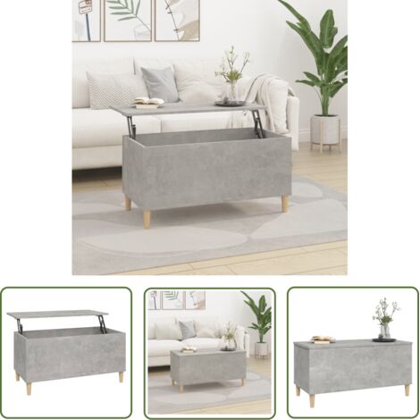 Table basse de salon, Table Café, Gris béton 90x44,5x45 cm Bois d'ingénierie OIB7859E (1/5)