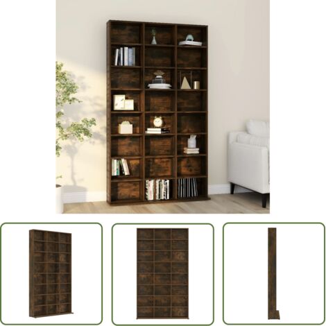 Étagère de Rangement pour CD/DVD, Armoire à CD Montage facile, Chêne fumé 102x23x177,5 cm Bois d'ingénierie OIB1942E (1/5)
