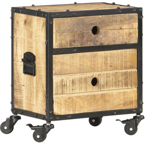 Table de chevet - Bout de Canapé Armoire De Rangement 40 x 30 x 50 cm Bois de manguier brut BV185345 - BonneVie (1/5)