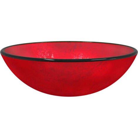 Lavabo vasque à poser Luxueux, Bac à laver, Verre Verre trempé 42x14 cm Rouge OIB9901E (1/5)