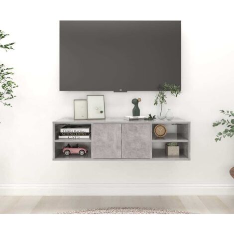 Étagère murale Étagère de Rangement - Meuble de rangement Gris béton 102x30x29 cm Aggloméré BV293125 - BonneVie (1/5)