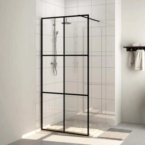 Paroi de douche avec verre - Paroi de baignoire Moderne ESG transparent 115x195 cm Noir BV547567 - BonneVie (1/4)