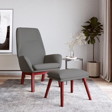 Chaise de relaxation avec repose-pied Fauteuil relax - Gris clair Tissu BonneVie-97687 (1/5)