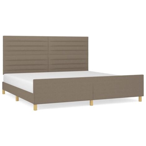 Lit adulte pour 2 personnes avec tête de lit, Structure de lit, Assemblage Facile, Taupe 200x200 cm Tissu OIB8103E (1/5)