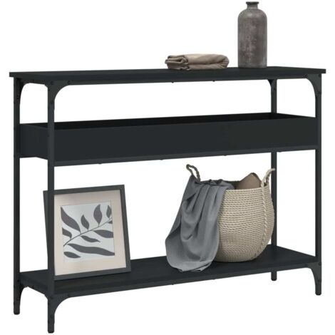 Table console avec étagère-Table d'entrée noir 100x29x75 cm bois d'ingénierie (1/5)
