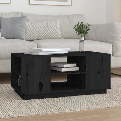 Table basse de salon, Table Café, Noir 90x49x40,5 cm Bois massif de pin OIB5285E (1/5)