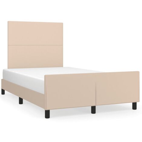 Lit adulte pour 2 personnes, Structure de lit, Assemblage Facile, avec tête de lit Cappuccino 120x200 cm Similicuir OIB1365E (1/5)