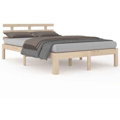 Lit adulte pour 2 personnes, Structure de lit, Assemblage Facile, Bois massif 120x200 cm OIB9207E (1/5)