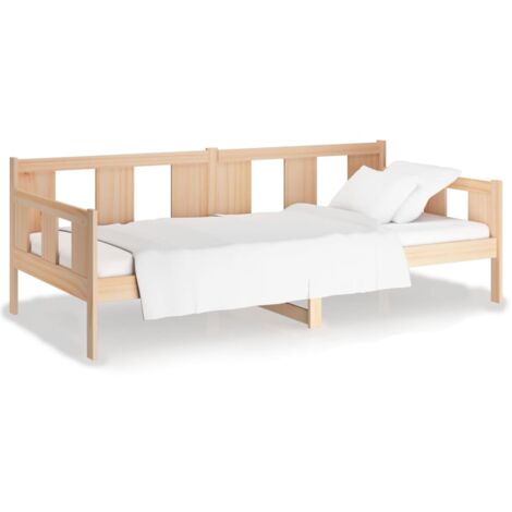 Lit adulte pour 1 personnes, Structure de lit, Assemblage Facile, Lit de jour Bois massif de pin 90x190 cm OIB1366E (1/5)