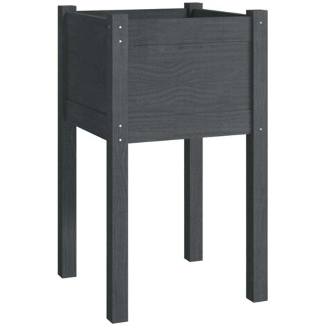 Jardinière, Pot de Fleurs d'extérieur, Gris 40x40x70 cm Bois de pin massif OIB2737E (1/5)