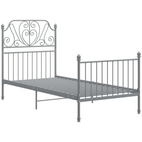 Lit adulte pour 1 personnes, Structure de lit, Assemblage Facile, Gris Métal 90x200 cm OIB9154E (1/5)