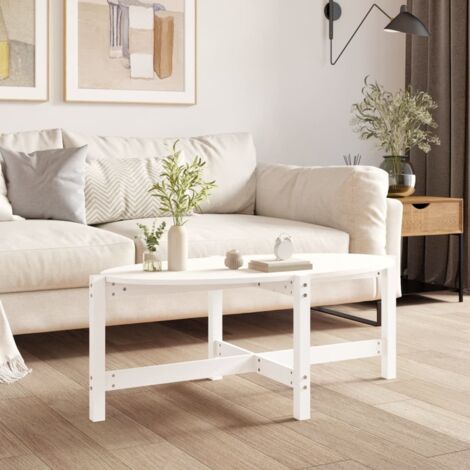 Table basse de salon, Table Café, Blanc 118x63x45 cm Bois massif de pin OIB9390E (1/5)