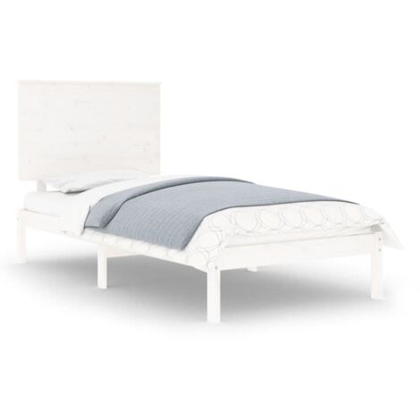 Lit adulte pour 1 personnes, Structure de lit, Assemblage Facile, Blanc Bois de pin massif 90x200 cm OIB1088E (1/5)