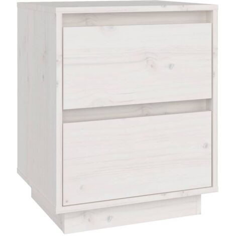 Table de chevet Blanc 40x35x50 cm Bois de pin solide (1/5)