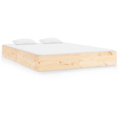 Lit adulte pour 2 personnes, Structure de lit, Assemblage Facile, Bois massif 150x200 cm Très grand OIB6722E (1/5)