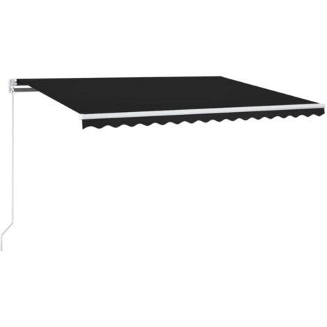 Auvent Marquise manuel rétractable avec LED, Store Banne pour Jardin Balcon Terrasse, 400x350 cm Anthracite OIB9736E (1/5)