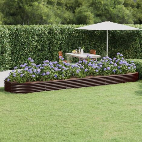 Jardinière, Pot de Fleurs d'extérieur, Acier enduit de poudre 523x140x36cm Marron OIB9195E (1/5)