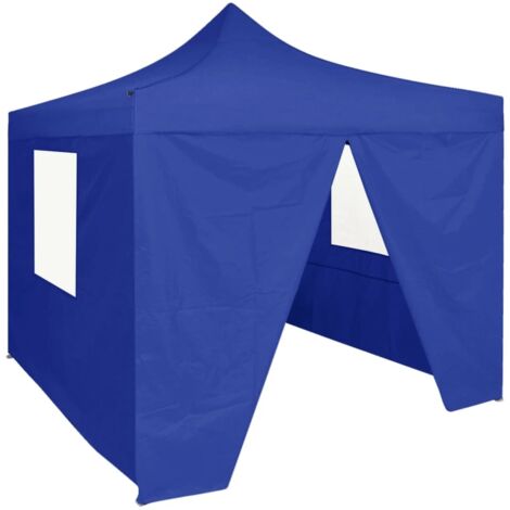 Tente de réception pliable, Pavillon, Pergola, Tente de jardin, avec 4 parois 2x2 m Acier Bleu OIB1847E (1/5)
