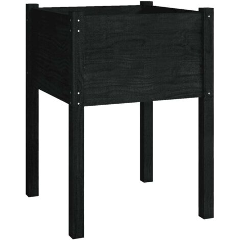 Jardinière, Pot de Fleurs d'extérieur, Noir 50x50x70 cm Bois de pin massif OIB6245E (1/5)
