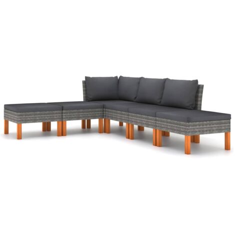 Salon de jardin 6 pcs Contemporain, Ensemble repas de jardin, avec coussins Résine tressée Gris OIB7835E (1/5)