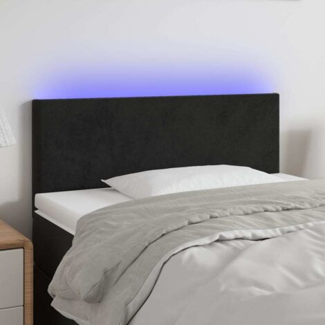 Tête de lit à LED Résistante et économique, Panneau de lit, Noir 90x5x78/88 cm Velours OIB7190E (1/5)