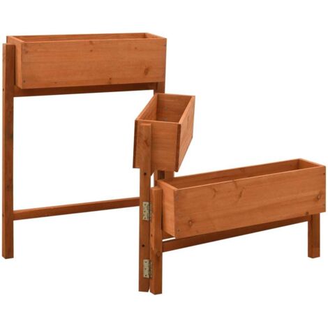 Jardinière, Pot de Fleurs d'extérieur, pliable de jardin Orange 60x14x75 cm Bois de sapin OIB6390E (1/5)