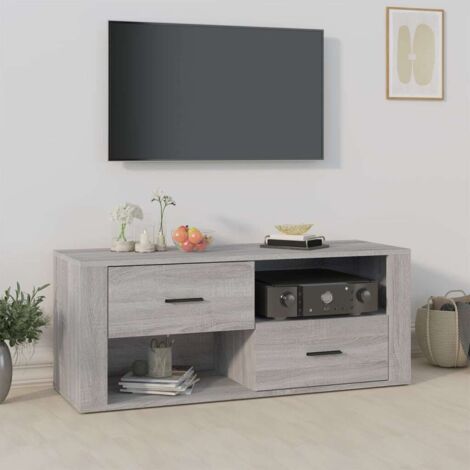 Meuble TV, Étagère TV, Meuble de Salon, Sonoma gris 100x35x40 cm Bois d'ingénierie OIB4650E (1/5)