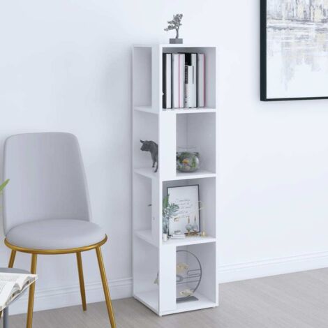 Étagère de Rangement Bibliothèque, Armoire d'angle Montage facile, Blanc 33x33x132 cm Aggloméré OIB8531E (1/5)
