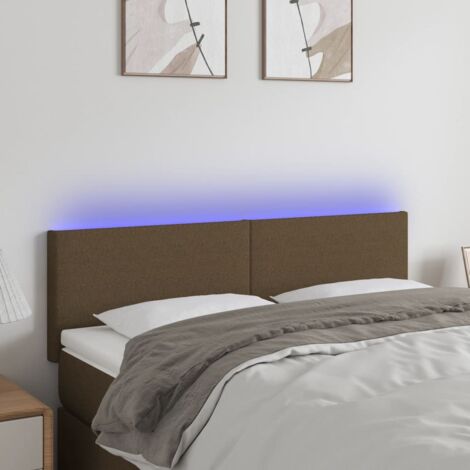 Tête de lit à LED Résistante et économique, Panneau de lit, Marron Foncé 144x5x78/88 cm Tissu OIB5160E (1/5)