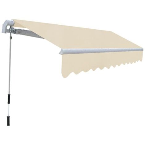 Auvent Marquise pliable manuel, Store Banne pour Jardin Balcon Terrasse, 300 cm Crème OIB9755E (1/5)