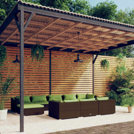 Salon de jardin 10 pcs Ensemble Table et Chaise de Jardin - avec coussins Marron Résine tressée BV118361 - BonneVie (1/5)